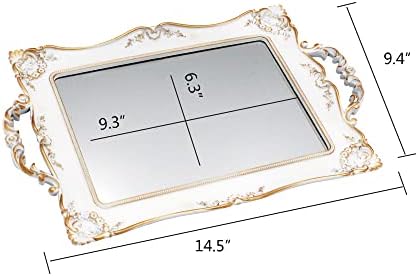 Antique Decorative Gold Framed Square Mirror Tray 95 W x 145 L White