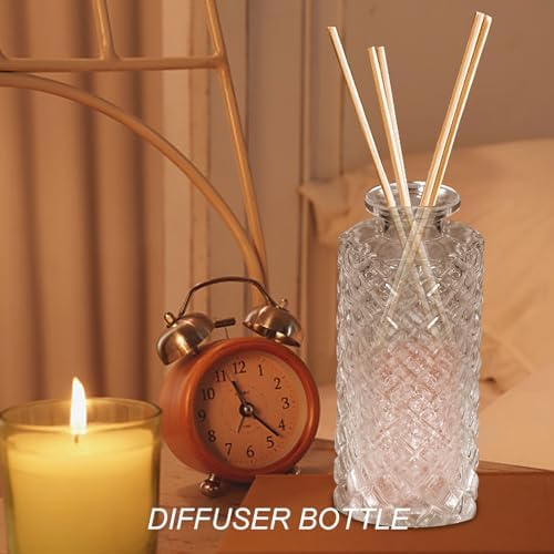 2Pcs Diffuser Glass Bottles with Cork and Flower Deco