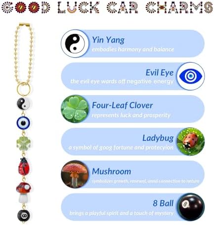 Evil Eye Car Hanging Charm with Lucky Symbols
