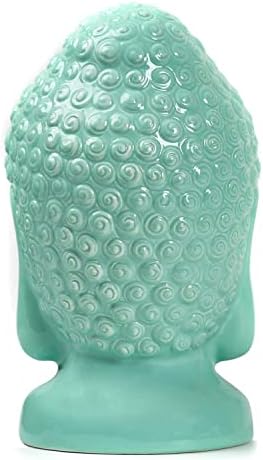 Ceramic Buddha Head Statue Green Religious Home Decor
