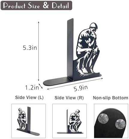 The Thinker Metal Bookends Sculptural Set