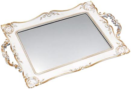 Antique Decorative Gold Framed Square Mirror Tray 95 W x 145 L White