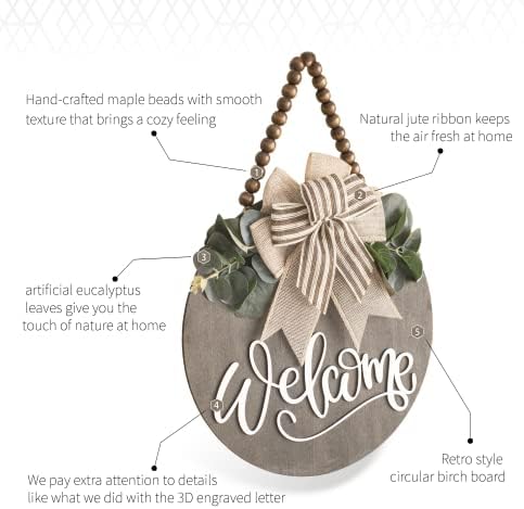 Welcome Sign for Front Door Wreath Decorations