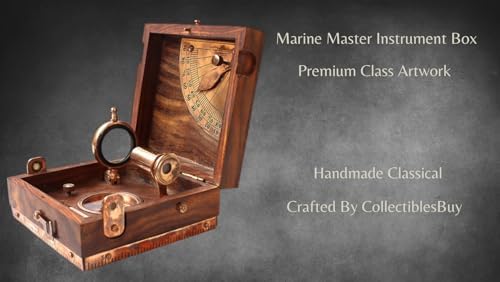 Antique Marine Master Box with Telescope Compass Alidade Scale Chart