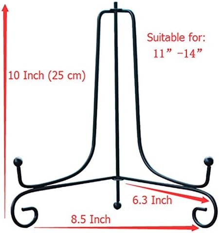 Iron Display Stand 2 Pack Black Easel Plate Photo Holder for Frames and Art