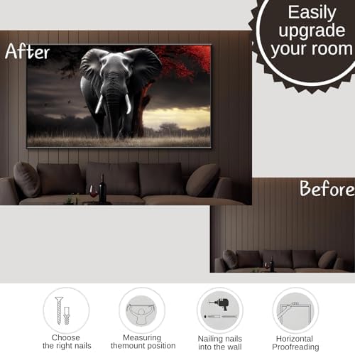 Lumwif Elephant Wall Art Red and Black