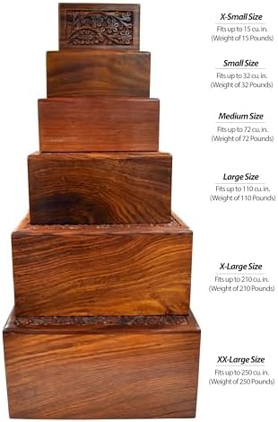 Handcrafted Rosewood Cremation Urn Tree of Life Design Large