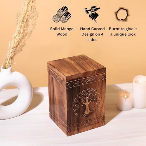 Hashcart Wooden Cremation Urn for Human Ashes 250 Lbs