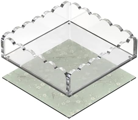 8 x 8 Scalloped Acrylic Tray with Magnetic Mat - Clear Photo Display Jewelry Organizer