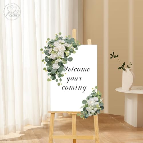White Artificial Wedding Arch Flowers Set of 2 for Welcome Ceremony