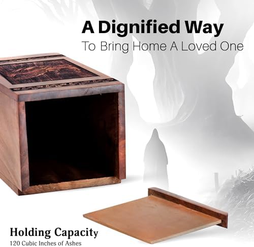 Turtle Wooden Urn for Adult Human Ashes - 14 Inch