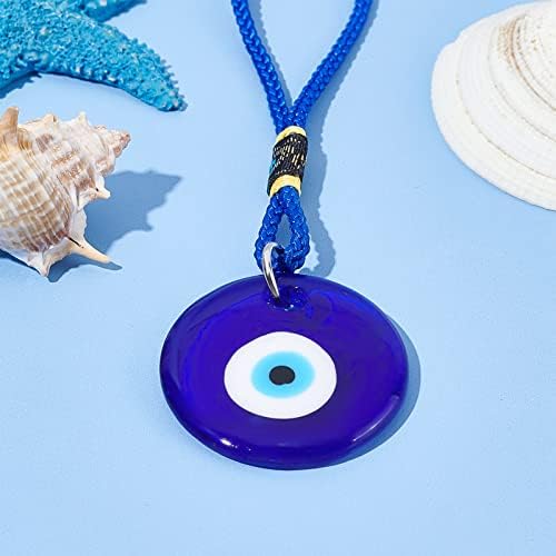 WEBEEDY 4Pcs Blue Evil Eye Glass Hanging Pendant Car Charm