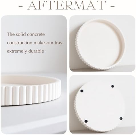 Aftermat Decorative Tray Round 11 Inch White Concrete