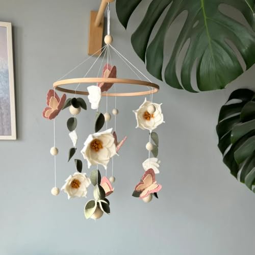 Whimsical Butterfly Mobile 74 Inch Green Floral Hanging Decor