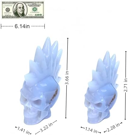 Natural Blue Chalcedony Crystal Skull Head Sculpture