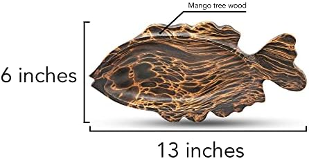 AeraVida Ocean Fish Shaped Natural Brown Wooden Bowl Tray