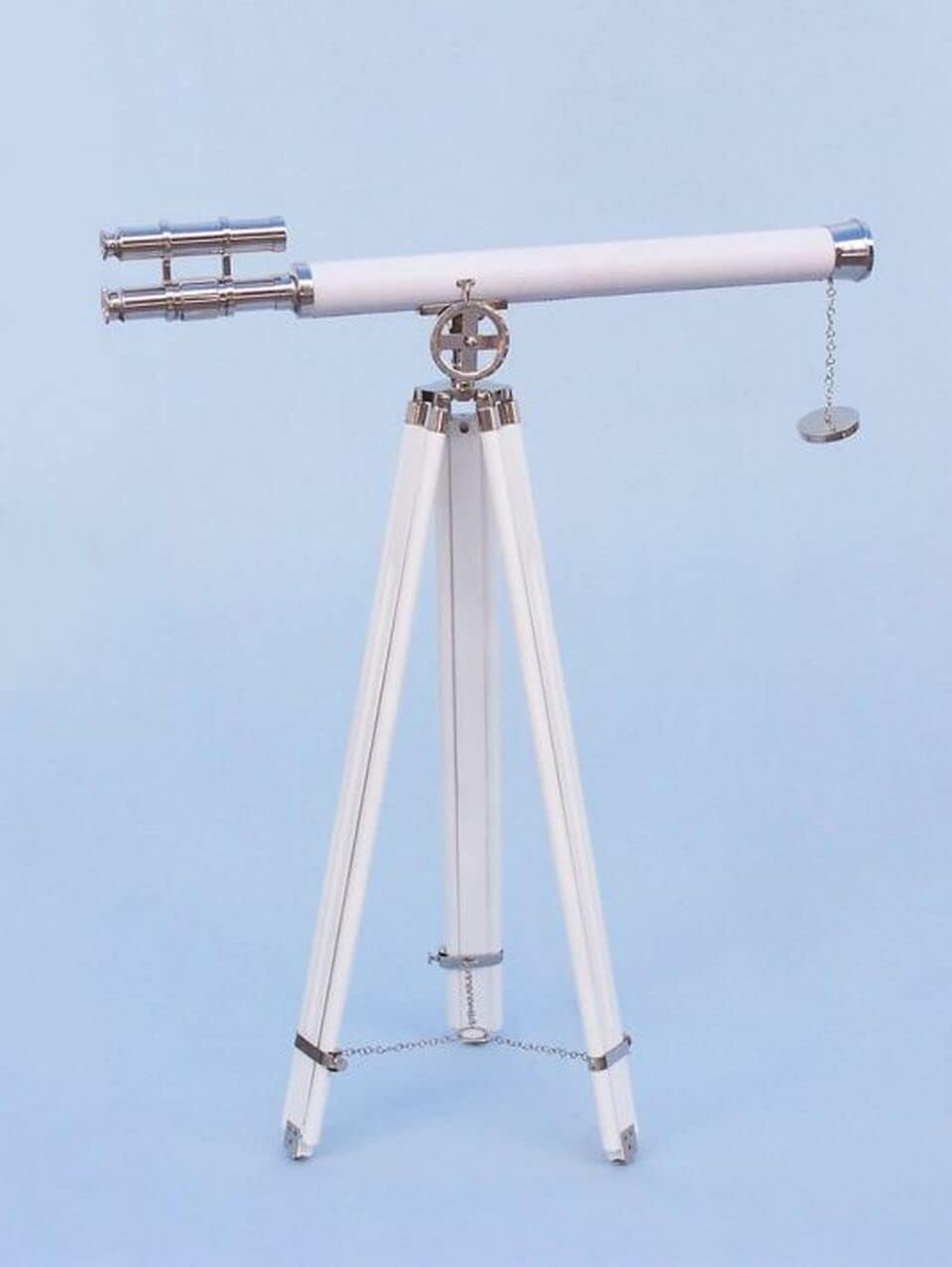 64 Inches Floor Standing Chrome Astro Telescope with White Leather Accents