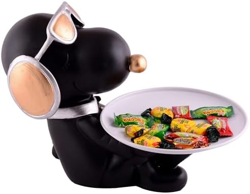 Cute Black Resin Dog Sculpture for Home Decor