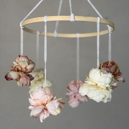 Pink Floral Wooden Mobile Rustic Bedroom Decor