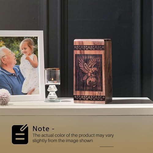 Eagle Wooden Urn for Adult Male - 10 Inch