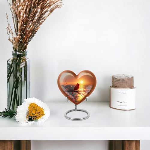 Elegant Heart-Shaped Cremation Urn - Brown Ceramic