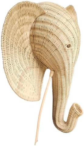 WorldBazzar 32 Inch Rattan Elephant Head Sculpture