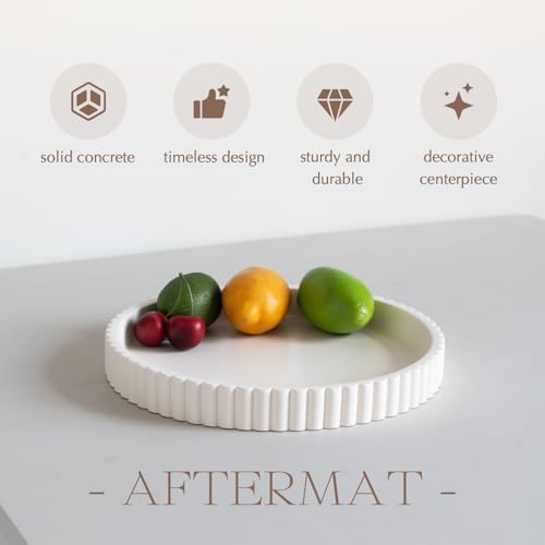 Aftermat Decorative Tray Round 11 Inch White Concrete
