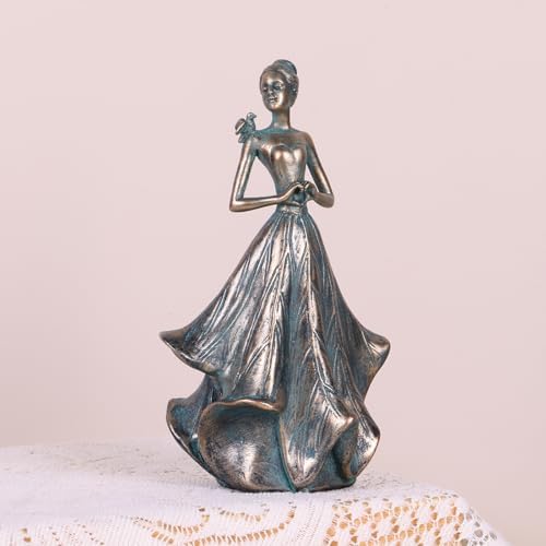 QIANLING 7 Inch Fairy Statue with Bird Resin Decor