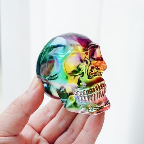 Crystal Skull Head Statues 3 Inch Multicolor Halloween Decor