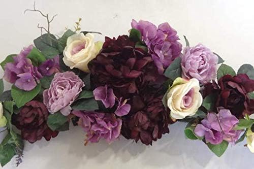 32 Inch Eggplant Rose Peony Swags - Floral Wall Decor