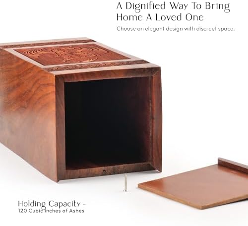 Dragon Wood Urn for Human Ashes - 1125 Inch Cremation Urn