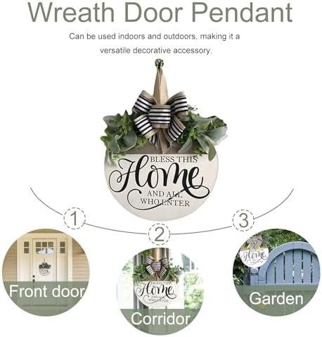 Welcome Sign for Front Door Rustic Wood Wreath Decor