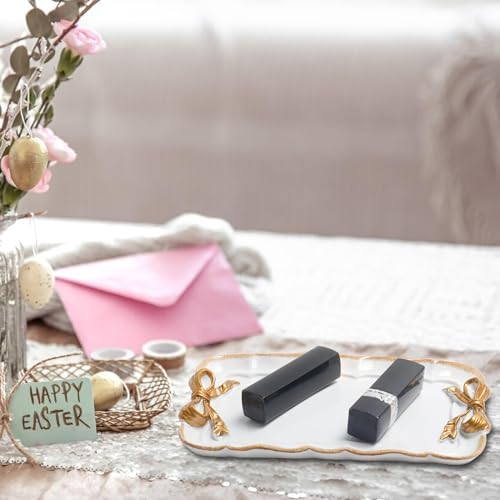 Vintage Decorative Tray Jewelry Organizer Retro Design Bow Resin Plate