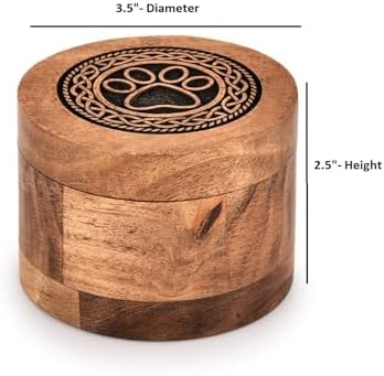 Kimona Wooden Pet Urn with Black Paw Design