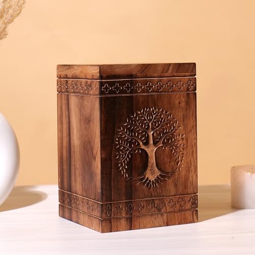 Hashcart Wooden Cremation Urn for Human Ashes 250 Lbs