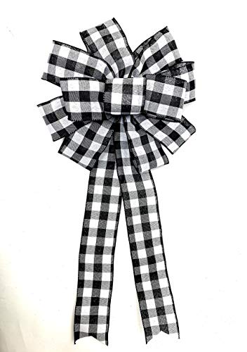 Handmade Buffalo Plaid Wreath Bow 12x15 Inch Checkered Decor