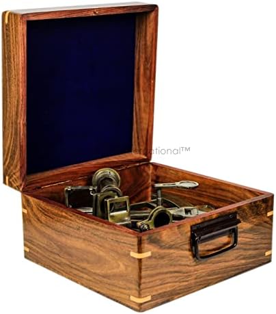 Nagina International 7 Inch Brass Sextant with Rosewood Case Nautical Decor Educational Gift