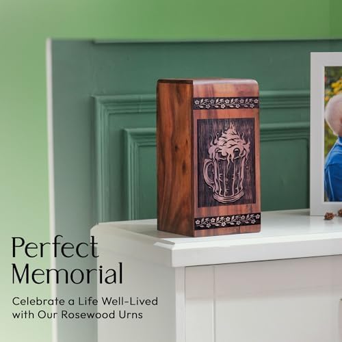 Large Wooden Cremation Urn - 1125 Inch Black Ashes Memorial Urn