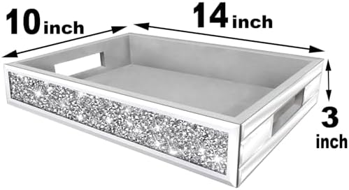 Wocred Mirror Perfume Tray with Diamond Design