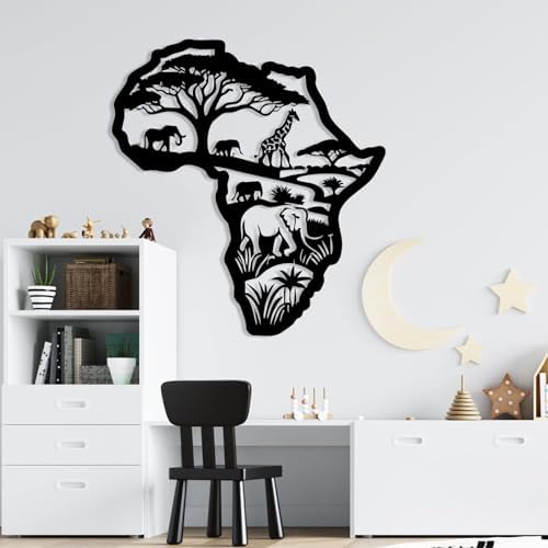 African Map Metal Wall Art 17x19 Inch
