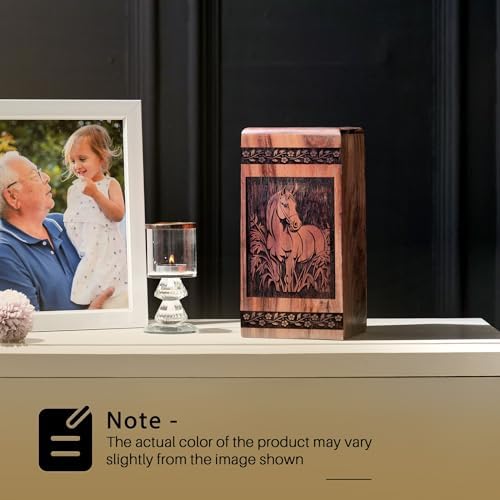 KARYLIZ Horse Miniature Wooden Urn for Ashes - 8 Inch