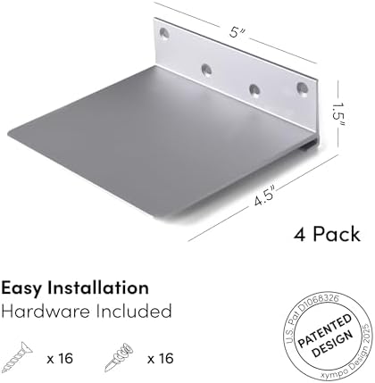 Floating Invisible Bookshelf Wall Mounted Set of 4 - Aluminum - Convert Books into Shelves