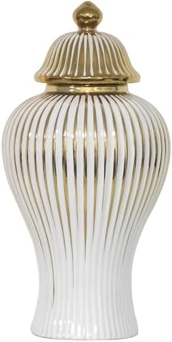 White Ceramic Ginger Jar with Lid Storage Jar