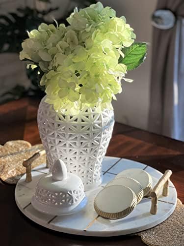 Noori Home 100 Modern Glam Artisan Ceramic ARIA Small Ginger Jar Urn with Lid