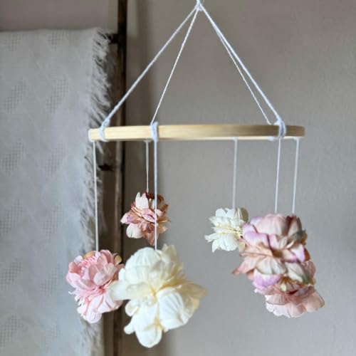 Pink Floral Wooden Mobile Rustic Bedroom Decor