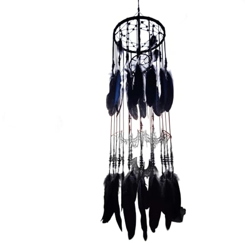 Gothic Black Dreamcatcher Mobile with Crystals and Bats 1