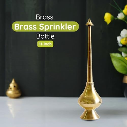 Vedic Charya Brass Sprinkler Bottle - 11 Inch Pooja Use