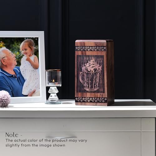 Large Wooden Cremation Urn - 1125 Inch Black Ashes Memorial Urn