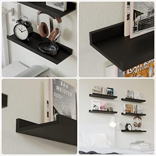 RICHER HOUSE 5 Piece Floating Wall Shelves Black