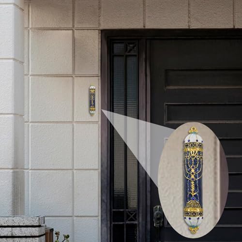 MrMrKura Blue Mezuzah with Scroll for Door Frame